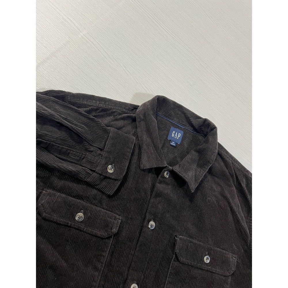GAP Shirt‎ Mens XXL Corduroy Button Up Pockets Outdoor Cotton Brown